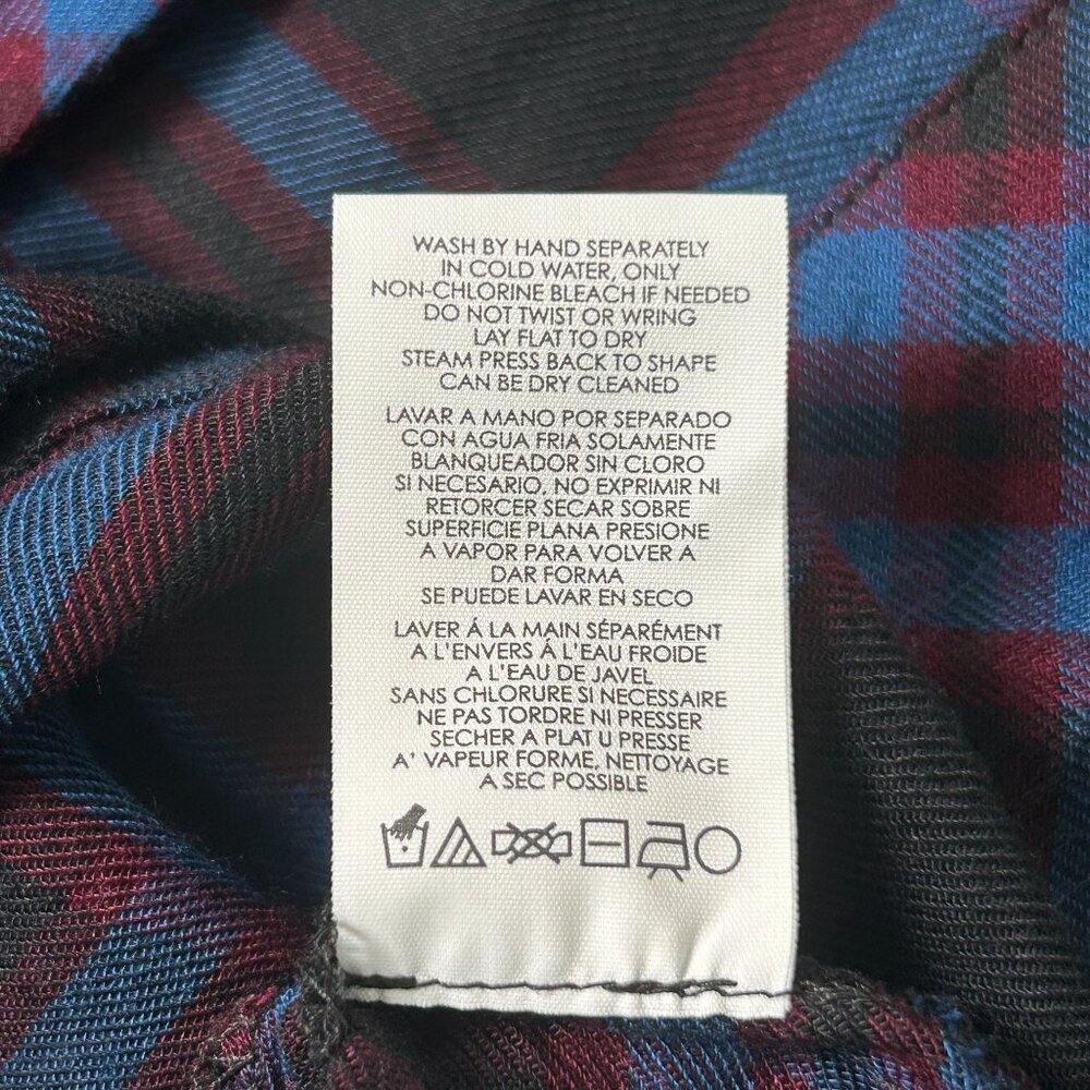 Cabi 3431 Button Up Peplum Top Womens Size L Blue Black Moody Plaid Long Sleeve - Picture 7 of 13